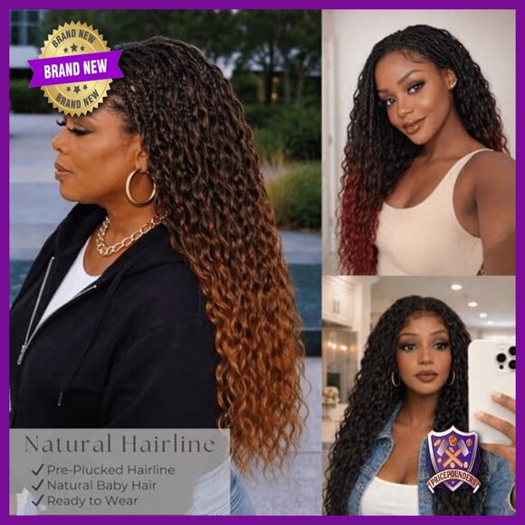 Full Lace Micro Boho Box Braid Wig Knotless Glueless 32 Inch Synthetic main image 6